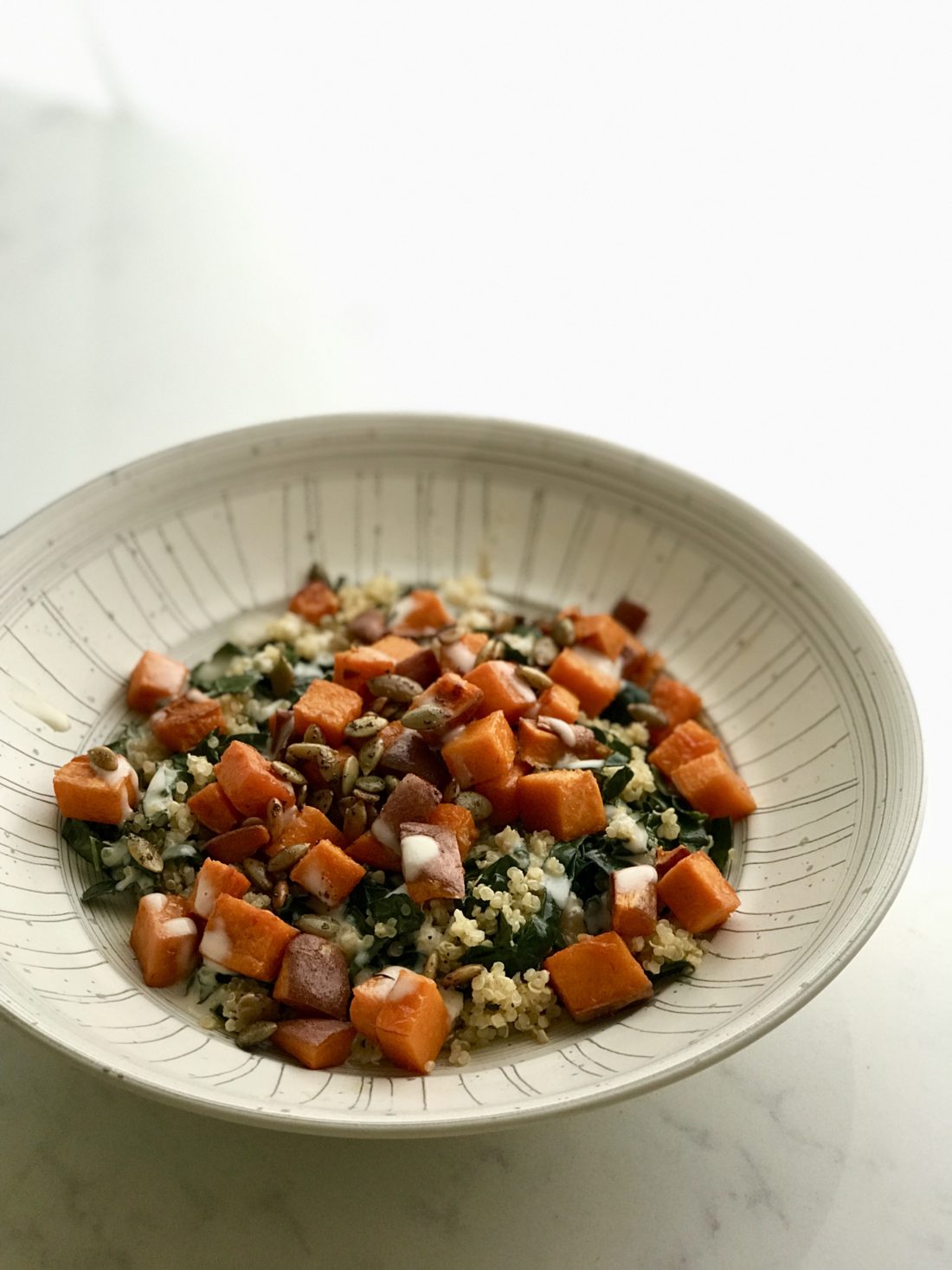 Smoky yam and kale bowl